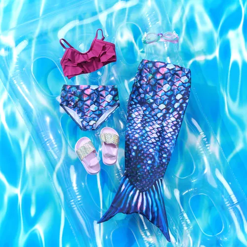 3pcs Baby Girl Sweet Mermaid Swimsuit Top/ Bottom/Mermaid Tailing Set 