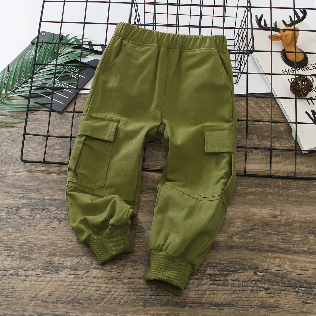 pantalon kaki à la mode pour garçon tout-petit Armée Verte big image 1