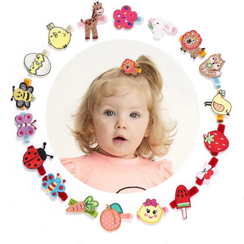 Kleinkind / Kinder Mädchen kindlich bestickte Haarspangen mit niedlichen Tierfrucht Bowknot Designs
 rosa big image 1