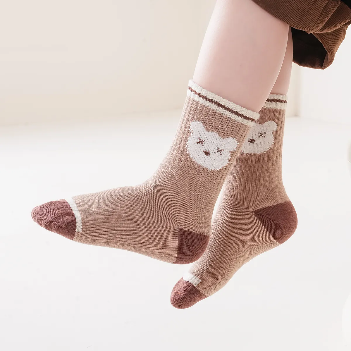 Paquete de 5 calcetines de media pantorrilla transpirables para bebés/niños pequeños/niños pequeños transpirables Café big image 1