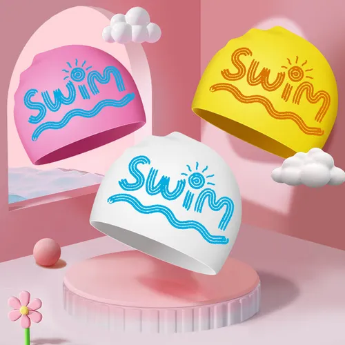 Toddler/kids Cartoon Silicone Letter Swim Cap