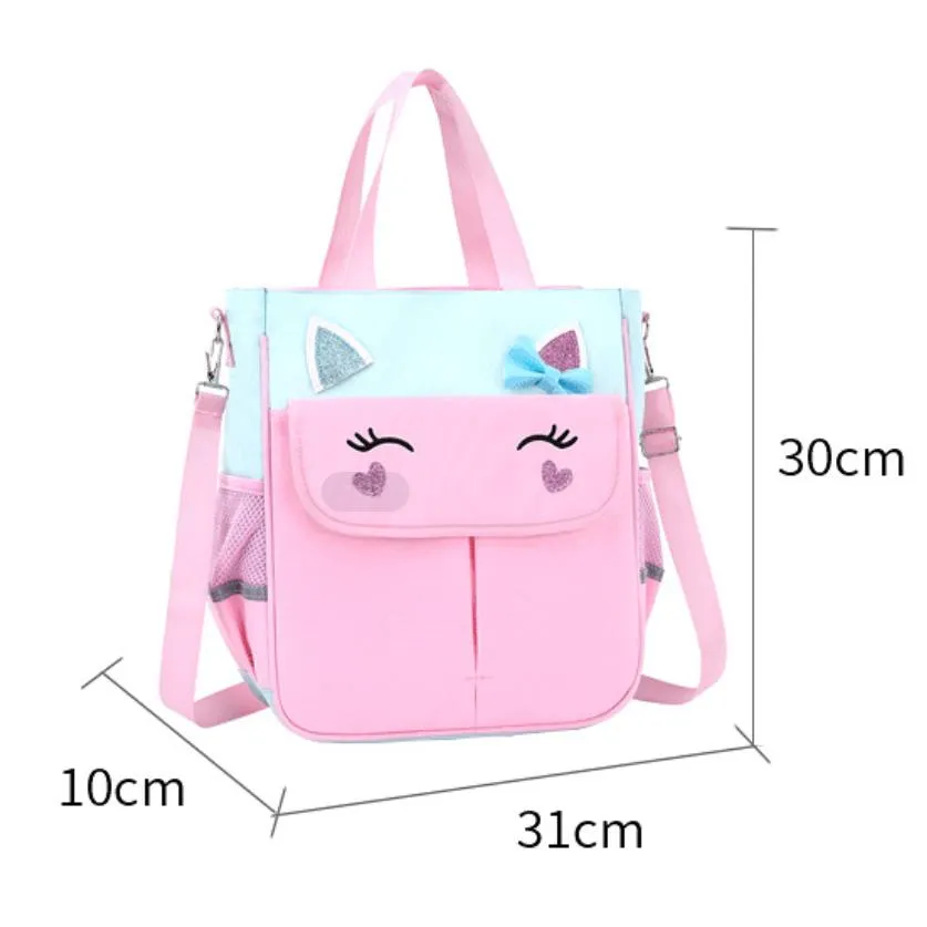 Crianças menina / menino unicórnio infantil Nylon Handheld Crossbody Bag Rosa big image 1