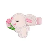 Toddler/kids Girl Childlike Embroidered Hair Clips with Cute Animal Fruit Bowknot Designs
 Pink
