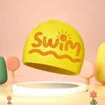 Gorro de natación de letras de silicona de dibujos animados para niños pequeños / niños Amarillo
