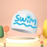 Toddler/crianças desenhos animados Silicone Carta Swim Cap Branco