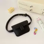 Riñonera retro y minimalista para niños pequeños, se puede usar como bolso de un solo hombro o bandolera, con un lindo diseño de moda a juego Negro