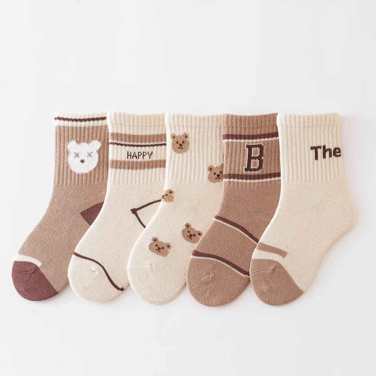 5er-Pack Baby/Kleinkind/Kinder Kindliche, atmungsaktive Socken für kleine Waden Kaffee big image 1