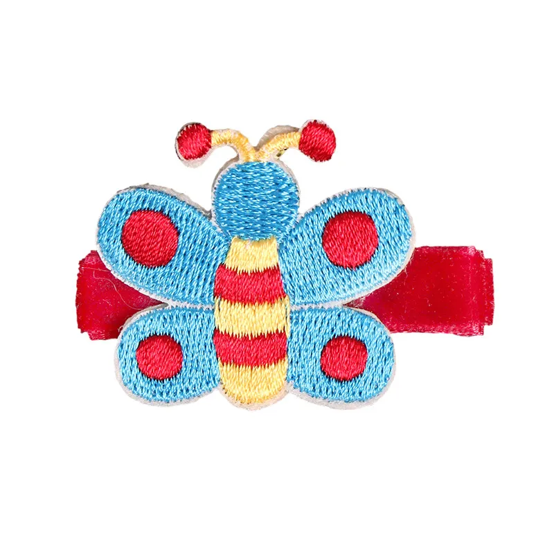 

Toddler/kids Girl Childlike Embroidered Hair Clips with Cute Animal Fruit Bowknot Designs
