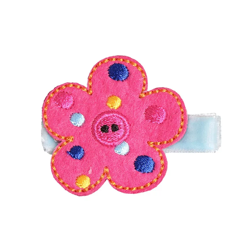 

Toddler/kids Girl Childlike Embroidered Hair Clips with Cute Animal Fruit Bowknot Designs