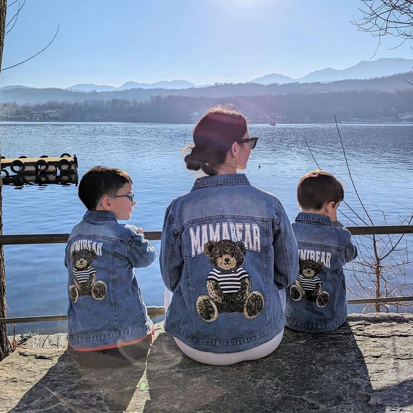 

Mommy and Me Casual Bear Print Long-sleeve Denim Coat Jackets