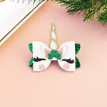 Bambino/bambini Ragazza Dolce St. Patrick's Day Glitter Unicorno Copertura Completa Clip Per Capelli Bianco