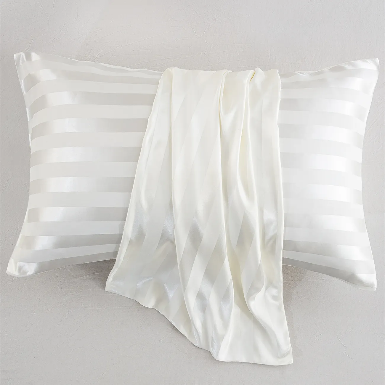 2pcs Low-Key Luxury Solid Satin Pillowcases in 4 Sizes for Bedding White big image 1