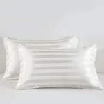 2 fundas de almohada de satén sólido de lujo discretas en 4 tamaños para ropa de cama Blanco