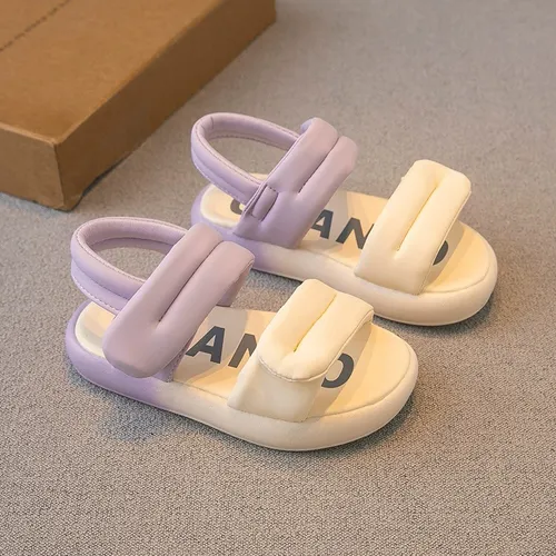  Criança / Criança Menina Casual Color Block Open Toe Velcro Sandálias 