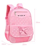 Toddler Girl Sweet Primary School Student Rolling Backpack with Butterfly Polka Dot Pattern Pink