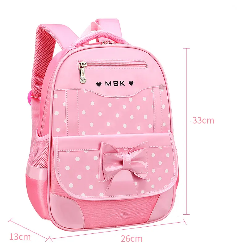 Menina Menina doce da escola primária mochila rolando com borboleta Polka Dot Pattern Rosa big image 1