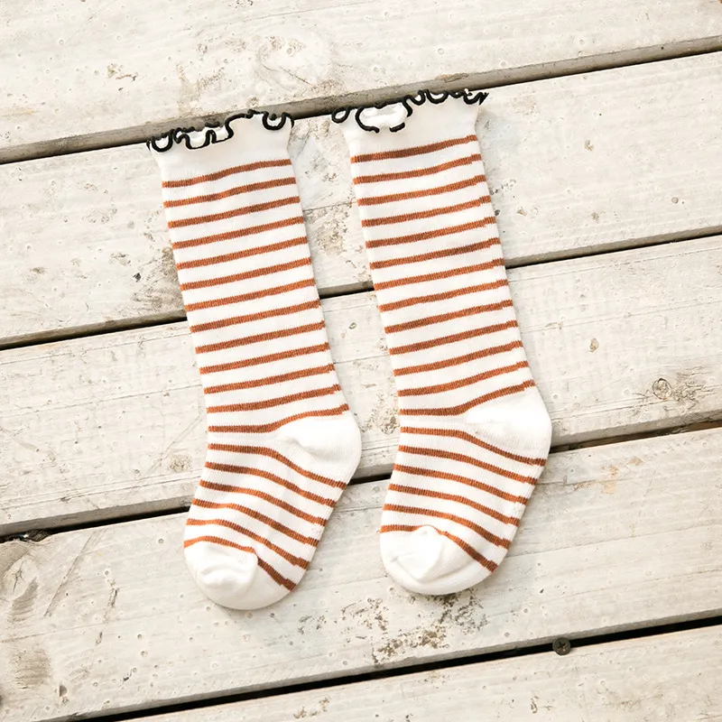 

Toddler/kids Sweet Striped and Polka Dot Pattern Mid-Calf Socks with Rolled Edges