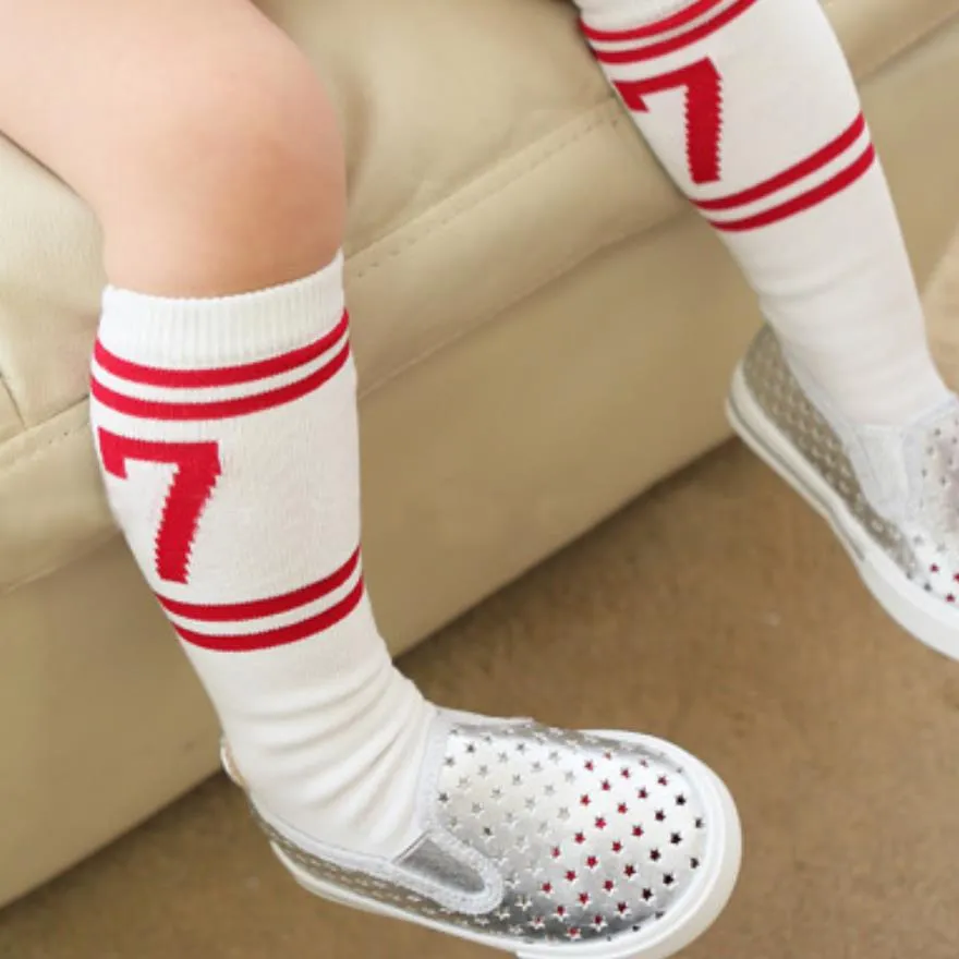 Chaussettes mi-mollet athlétiques de style collégial pour bébé/tout-petit Rouge big image 1