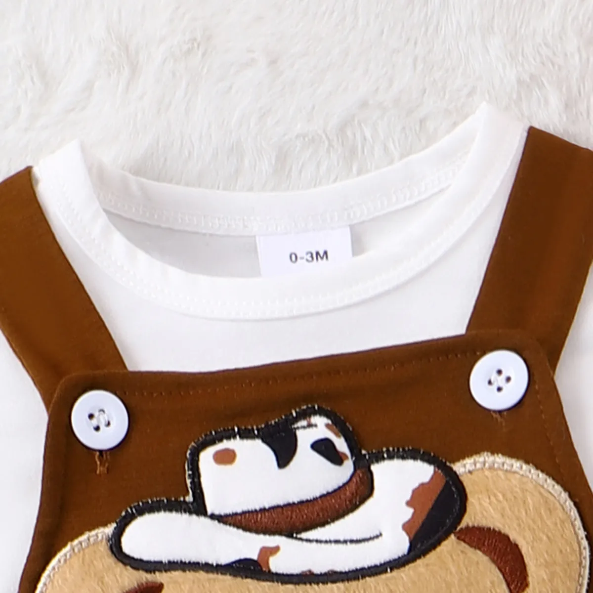 2件 嬰兒 女 熊 童趣 短袖 嬰兒套裝 棕色 big image 1
