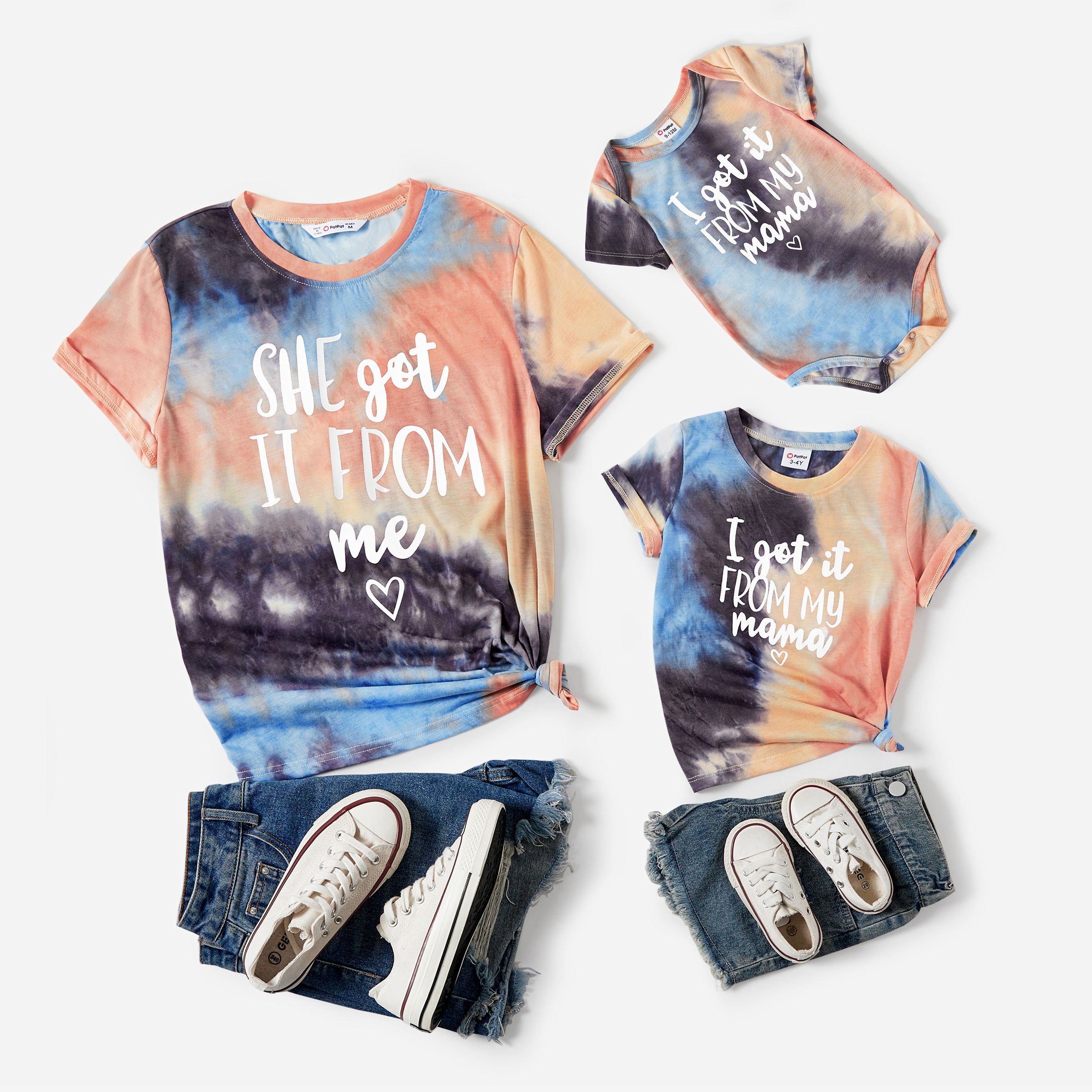 

Mommy and Me Tie-Dye Letter Printed Short-Sleeve Tops
