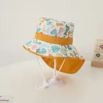 قبعة صيد كرتونية للأطفال الصغار - قبعة حماية من الشمس مع رفرف للرقبة البرتقالي