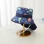 Kleinkind kindlicher Cartoon-Fischerhut - Sonnenschutzhut mit Nackenklappe dunkelblau