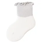 Baby/toddler/kids Girl Sweet Style Colorblock Flutter Trim Socks Light Grey