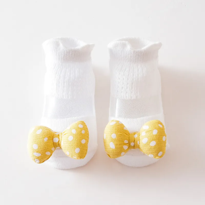 Baby/Toddler Girl Sweet Style Polka Dots Bow Embellishment Tulle Socks Yellow big image 1