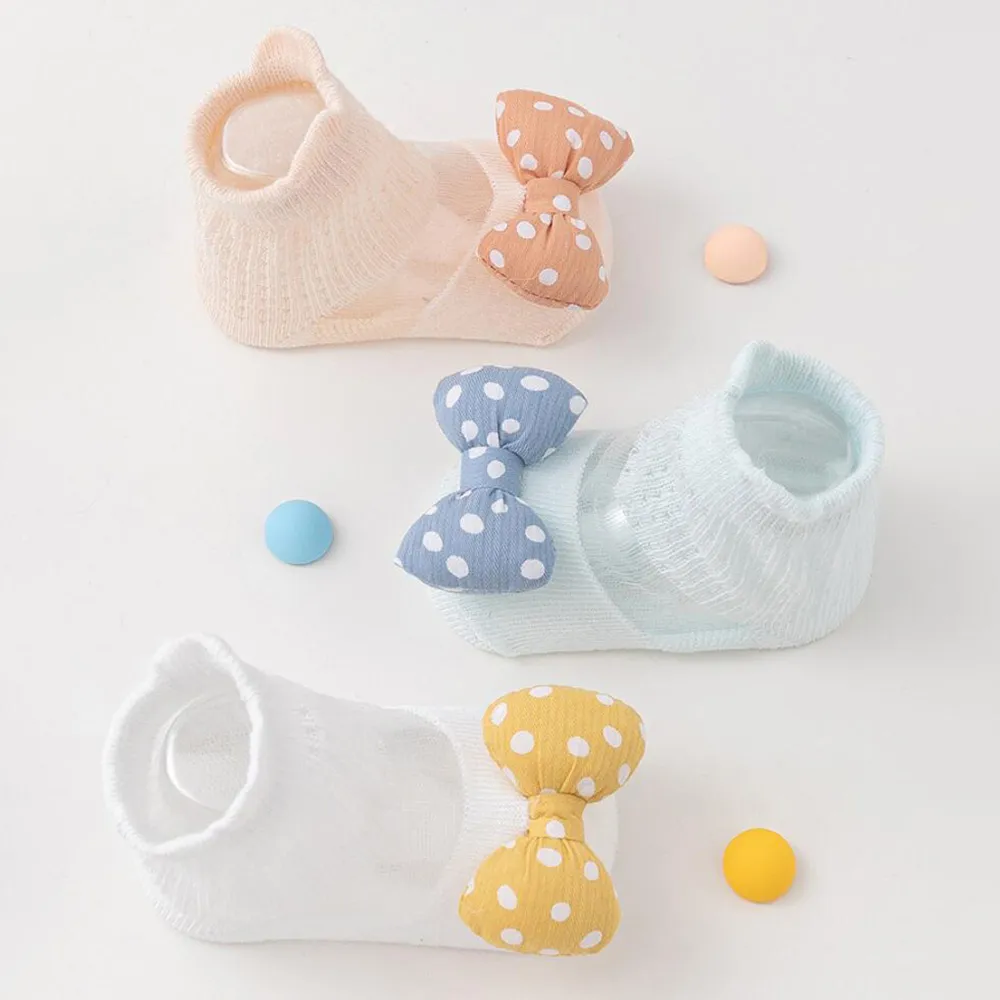 Baby/Kleinkind Mädchen Süßer Stil Polka Dots Schleife Verzierung Tüll Socken Aprikose big image 1