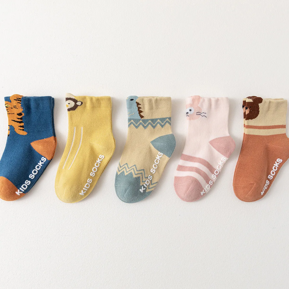 Calcetines antideslizantes para el piso de animales de dibujos animados de bebé niña / niño Rosado big image 1