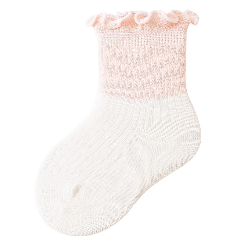 

Baby/toddler/kids Girl Sweet Style Colorblock Flutter Trim Socks