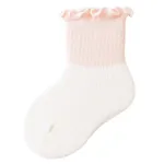 Baby/toddler/kids Girl Sweet Style Colorblock Flutter Trim Socks Light Pink