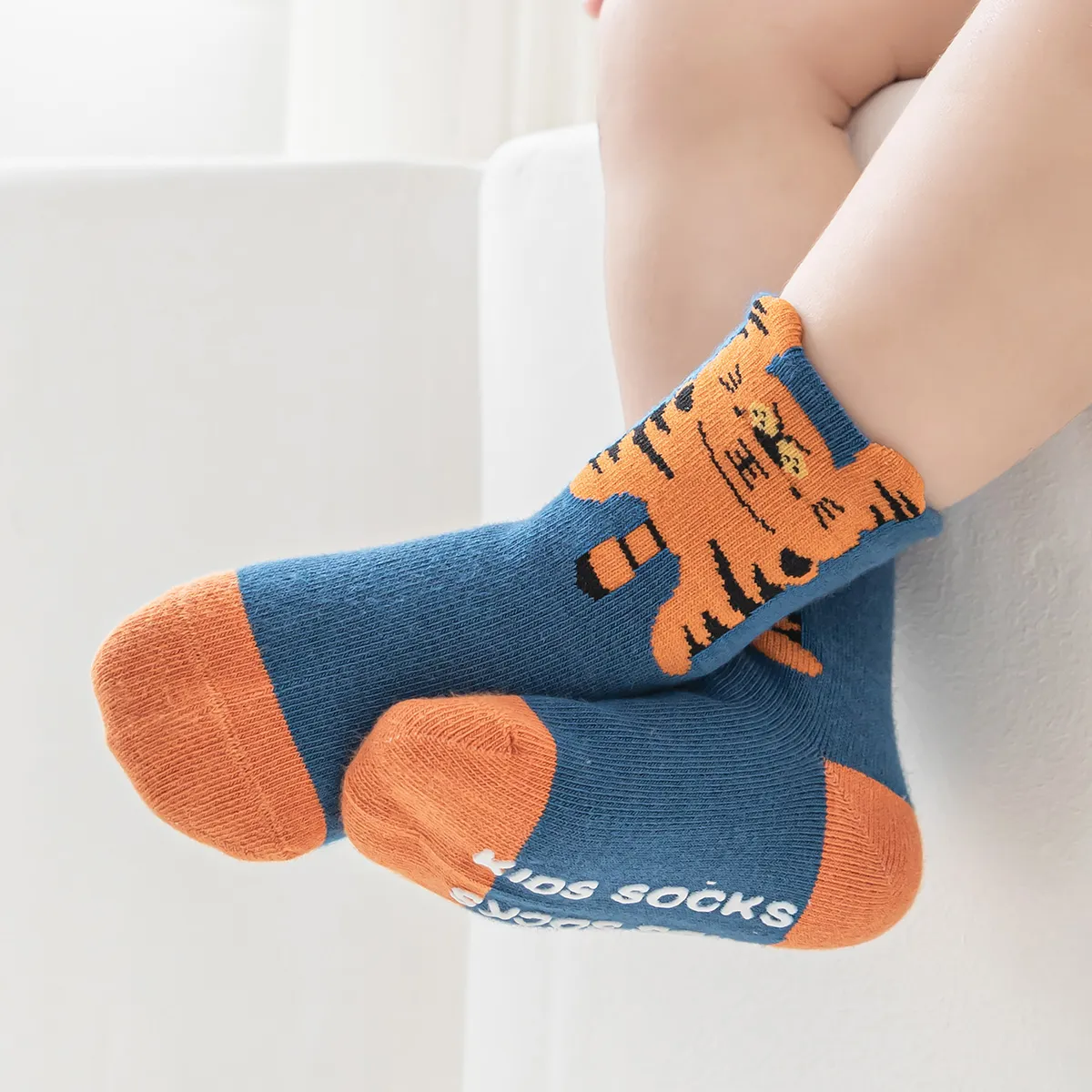 Baby Girl/Boy Cartoon Animal Anti-Slip Floor Socks Dark Blue big image 1