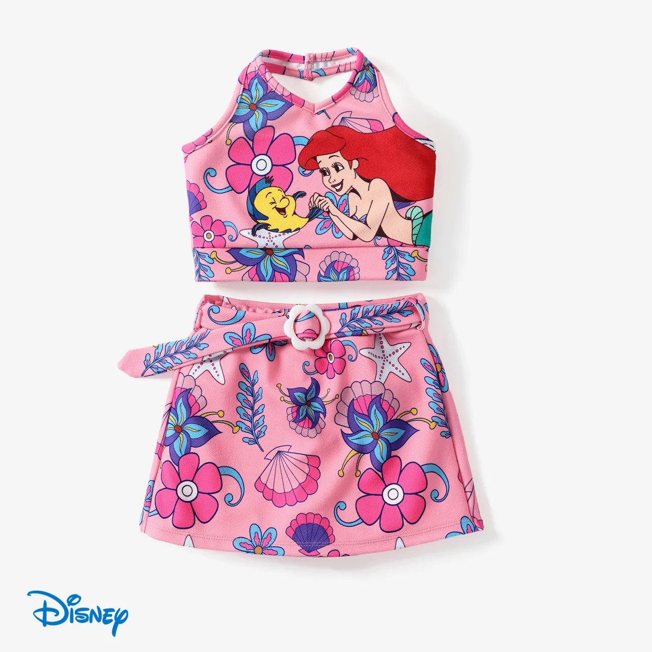 Disney Princess 2 unidades Criança Menina Halter Bonito conjuntos de colete Rosa big image 1