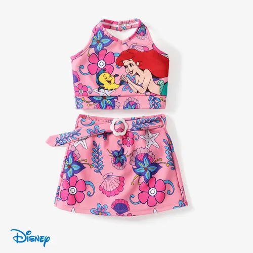 Disney Princess Toddler Girls Ariel/Moana 2pcs Personnage Imprimé Dos Nu Top avec Jupe Florale Ensembles