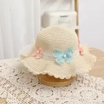 Mommy and Me Sweet Style Pearl Bow Detailed Straw Hat Yellow