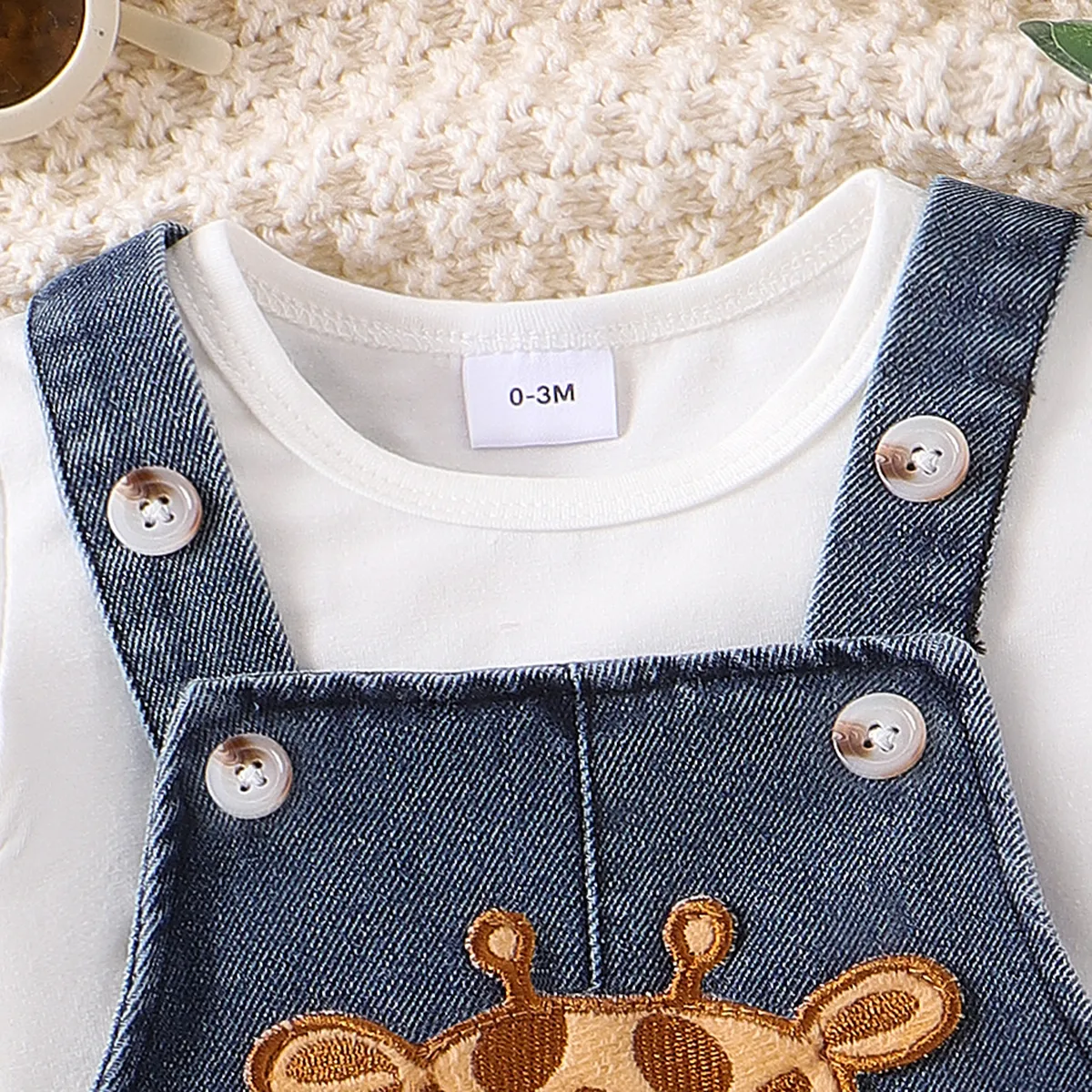 Childlike Giraffe 2pcs Baby Set made of 95% Cotton – Button/secret button Blue big image 1