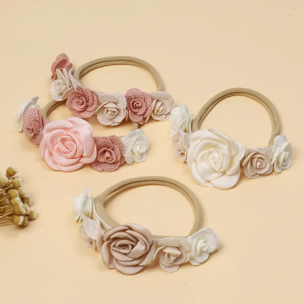 Baby Girl Sweet Style 3D Rose Flower Decor Headband  Color-B big image 1