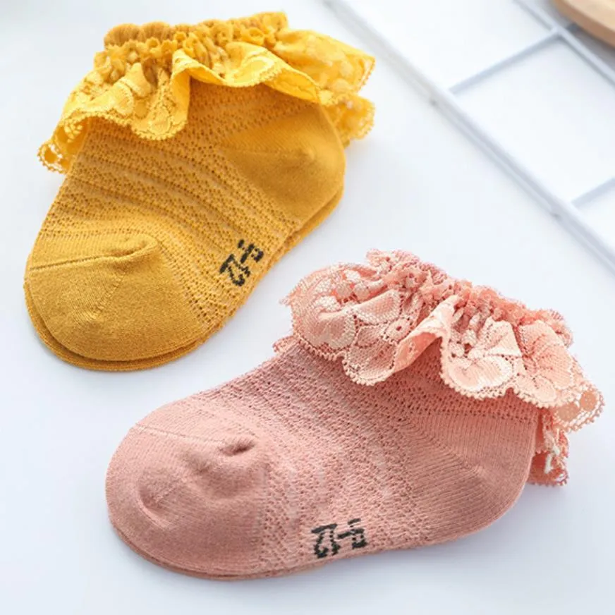 Bebé/niño pequeño/niños Niña Sweet Lace Princess Socks Amarillo big image 1