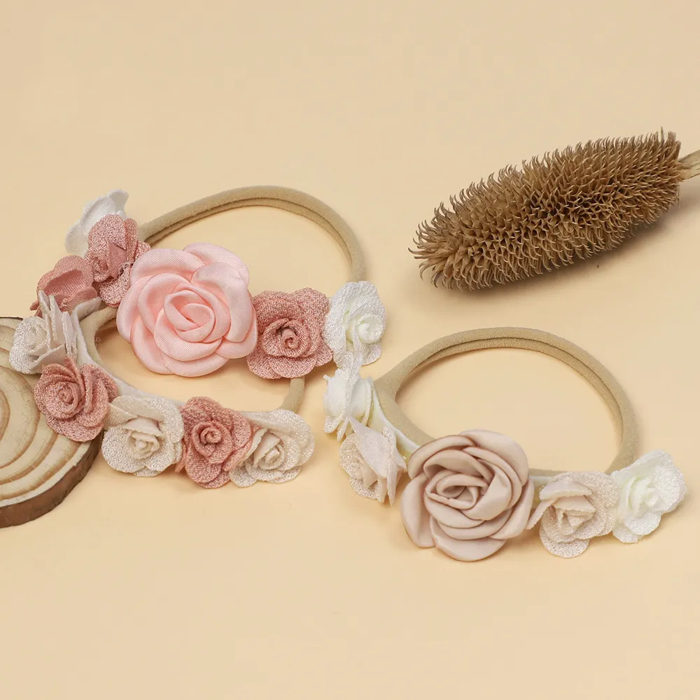 Bebê menina doce estilo 3D rosa flor headband decoração  Cor-B big image 1