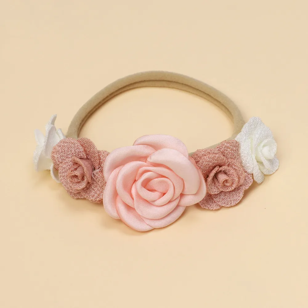 Baby Girl Sweet Style 3D Rose Flower Decor Headband  Color-A big image 1