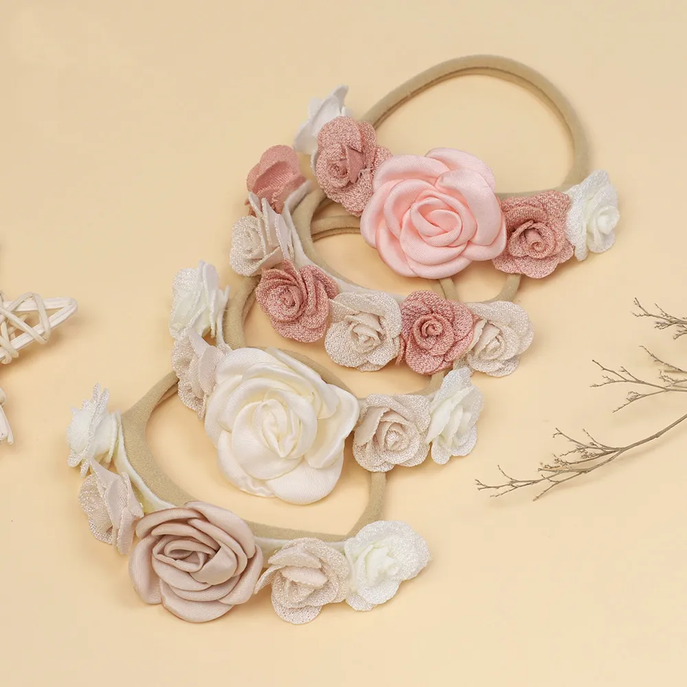 Baby Girl Sweet Style 3D Rose Flower Decor Headband  Color-B big image 1