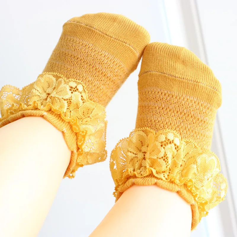 Baby/toddler/kids Girl Sweet Lace Princess Socks Yellow big image 1