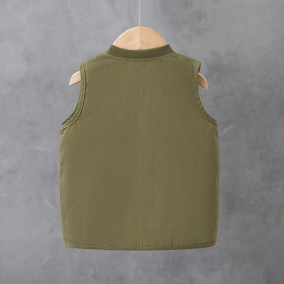 Casual Boy's Cotton Vest with Zipper, 1pcs, Regular Fit - Toddler Tops Army green big image 1