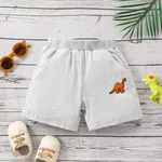 Dinosaur Pattern Toddler Boy Shorts Set, 1pc, Polyester/Spandex Blend, Machine Washable Grey
