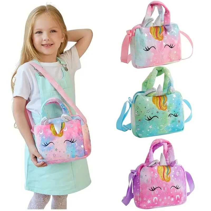 Criança / crianças menina doce estilo sacos de unicórnio com alça  Roxa big image 1