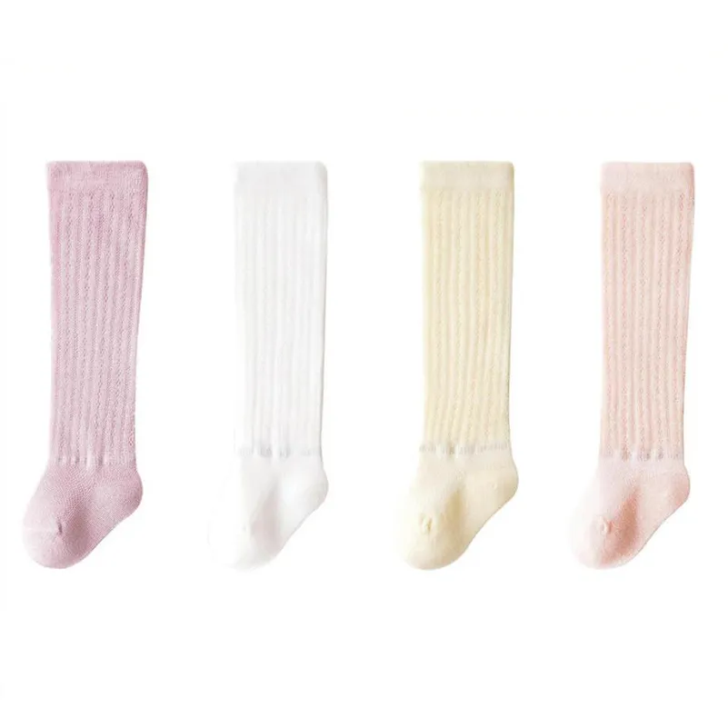 Baby Mädchen/Junge Lässige einfarbige Netz-Mesh-lange Socken weiß big image 1