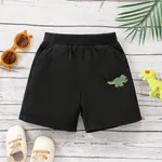 Dinosaur Pattern Toddler Boy Shorts Set, 1pc, Polyester/Spandex Blend, Machine Washable Black