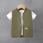 Casual Boy's Cotton Vest with Zipper, 1pcs, Regular Fit - Toddler Tops Army green