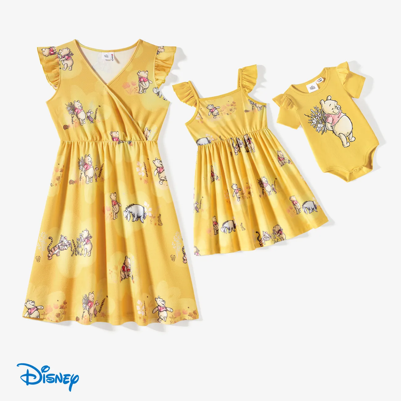 Winnie the Pooh Mommy and Me Naia™ Character All-over Print Ruffled-sleeve Romper/Dress
 Multi-color big image 1